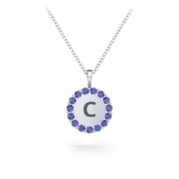 Initial Halo Disc Necklace with Gemstones