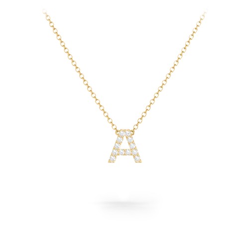 Pavé A Initial Necklace – 18K Gold Plated Silver with White Premium Zirconia