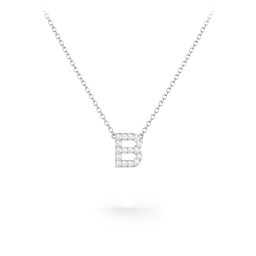 Pavé B Initial Necklace in 925 Sterling Silver with White Premium Zirconia