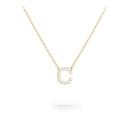 Pavé C Initial Necklace in 18K Gold Plated Silver with White Premium Zirconia