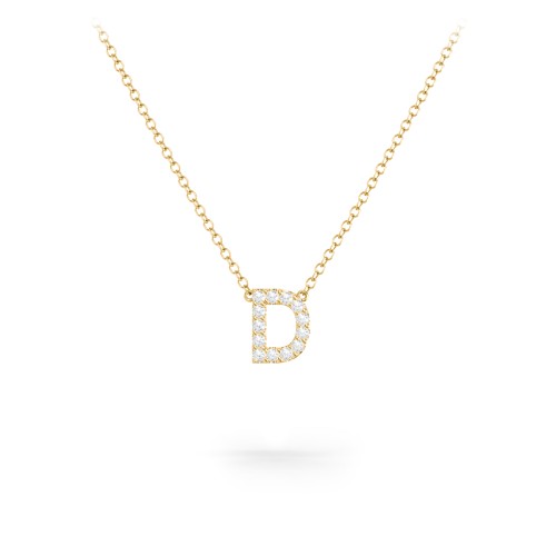 Pavé D Initial Necklace – 18K Gold Plated Silver with White Premium Zirconia