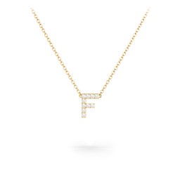 Pavé F Initial Necklace in 18K Gold Plated Silver with White Premium Zirconia