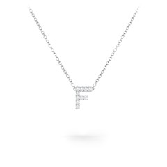 Pavé F Initial Necklace – Sterling Silver with White Premium Zirconia