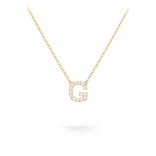 Pavé G Initial Necklace – 18K Gold Plated Silver with White Premium Zirconia