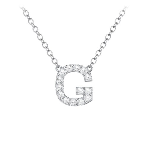 Pavé G Initial Necklace – Sterling Silver with White Premium Zirconia