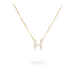 Pavé H Initial Necklace in 18K Gold Plated Silver with White Premium Zirconia