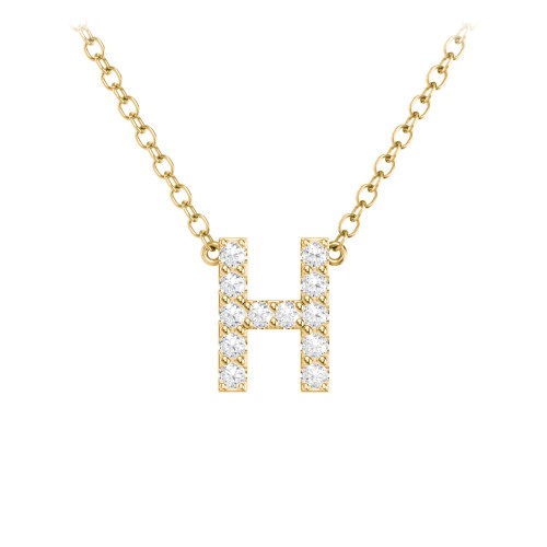 Pavé H Initial Necklace – 18K Gold Plated Silver with White Premium Zirconia