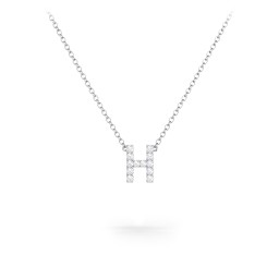 Pavé H Initial Necklace in 925 Sterling Silver with White Premium Zirconia