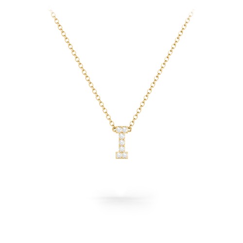 Pavé I Initial Necklace – 18K Gold Plated Silver with White Premium Zirconia