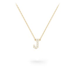 Pavé J Initial Necklace in 18K Gold Plated Silver with White Premium Zirconia