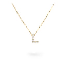 Pavé L Initial Necklace in 18K Gold Plated Silver with White Premium Zirconia