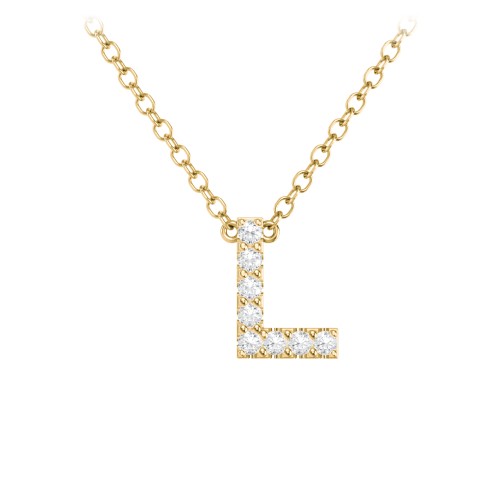 Pavé L Initial Necklace – 18K Gold Plated Silver with White Premium Zirconia