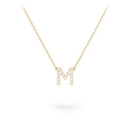 Pavé M Initial Necklace in 18K Gold Plated Silver with White Premium Zirconia