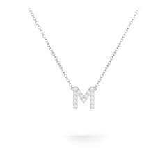 Pavé M Initial Necklace – Sterling Silver with White Premium Zirconia