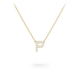 Pavé P Initial Necklace in 18K Gold Plated Silver with White Premium Zirconia