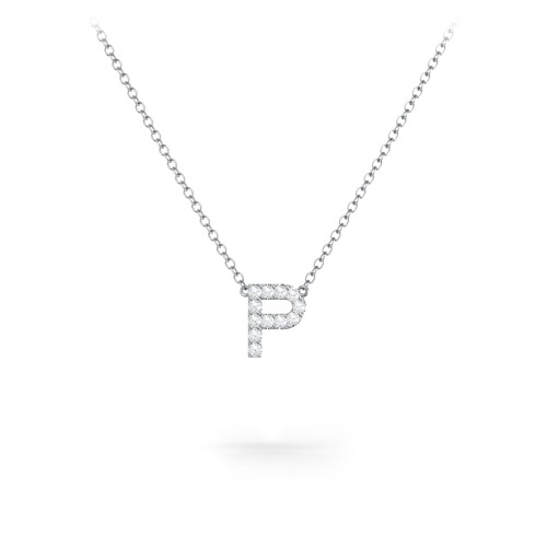 Pavé P Initial Necklace – Sterling Silver with White Premium Zirconia