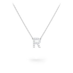 Pavé R Initial Necklace – Sterling Silver with White Premium Zirconia
