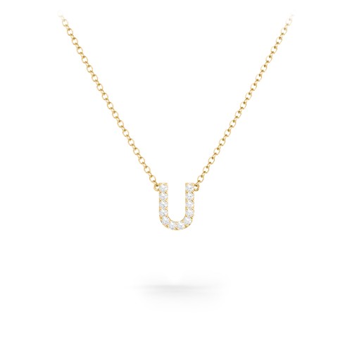 Pavé U Initial Necklace – 18K Gold Plated Silver with White Premium Zirconia