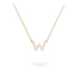 Pavé W Initial Necklace in 18K Gold Plated Silver with White Premium Zirconia