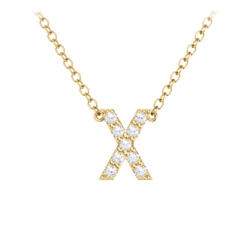 Pavé X Initial Necklace – 18K Gold Plated Silver with White Premium Zirconia