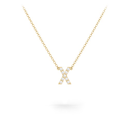 Pavé X Initial Necklace – 18K Gold Plated Silver with White Premium Zirconia