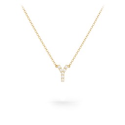 Pavé Y Initial Necklace in 18K Gold Plated Silver with White Premium Zirconia