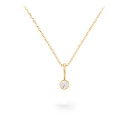 Bezel Set Birthstone Necklace in 18K Gold Plated Silver with Diamond, Amethyst, Red Premium Zirconia, Fancy Pink Premium Zirconia, Citrine, and Peridot
