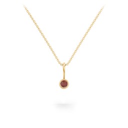 Bezel Set Birthstone Necklace in 18K Gold Plated Silver with Garnet, Amethyst, Red Premium Zirconia, Fancy Pink Premium Zirconia, Citrine, and Peridot