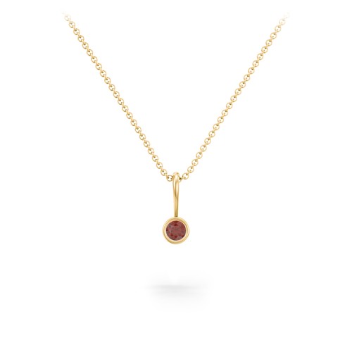 Bezel Set Birthstone Necklace – 18K Gold Plated Silver with Garnet