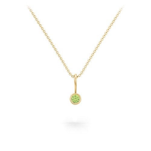 Bezel Set Birthstone Necklace – 18K Gold Plated Silver with Peridot