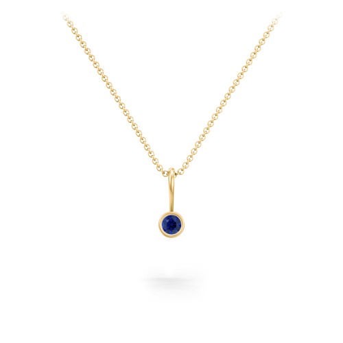 Bezel Set Birthstone Necklace – 18K Gold Plated Silver with Blue Sapphire