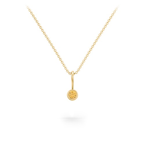 Bezel Set Birthstone Necklace – 18K Gold Plated Silver with Citrine