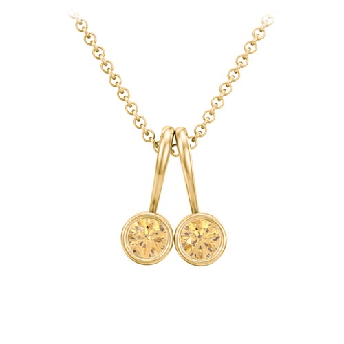 Multi Bezel Set Birthstone Necklace - 2 Stone – 18K Gold Plated Silver with Citrine