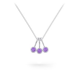 Multi Bezel Set Birthstone Necklace - 3 Stone