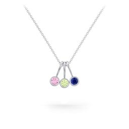 Multi Bezel Set Birthstone Necklace - 3 Stone