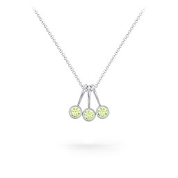 Multi Bezel Set Birthstone Necklace - 3 Stone in 925 Sterling Silver with Peridot