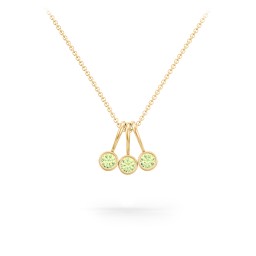 Multi Bezel Set Birthstone Necklace - 3 Stone in 18K Gold Plated Silver with Peridot, Fancy Pink Premium Zirconia, and Citrine