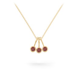Multi Bezel Set Birthstone Necklace - 3 Stone in 18K Gold Plated Silver with Garnet, Fancy Pink Premium Zirconia, Citrine, and Peridot