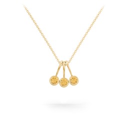 Multi Bezel Set Birthstone Necklace - 3 Stone in 18K Gold Plated Silver with Citrine, Fancy Pink Premium Zirconia, and Peridot