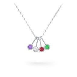 Multi Bezel Set Birthstone Necklace - 4 Stone