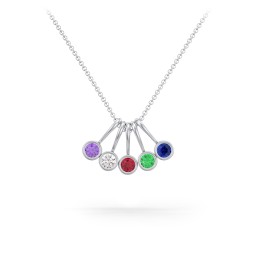 Multi Bezel Set Birthstone Necklace - 5 Stone