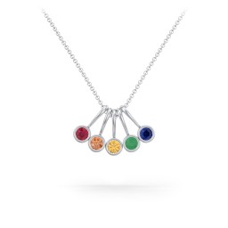 Multi Bezel Set Birthstone Necklace - 5 Stone