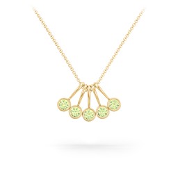 Multi Bezel Set Birthstone Necklace - 5 Stone in 18K Gold Plated Silver with Peridot