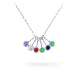 Multi Bezel Set Birthstone Necklace - 6 Stone
