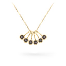 Multi Bezel Set Birthstone Necklace - 6 Stone in 18K Gold Plated Silver with Smokey Quartz