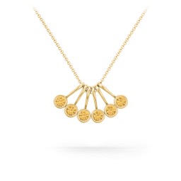 Multi Bezel Set Birthstone Necklace - 6 Stone in 18K Gold Plated Silver with Citrine