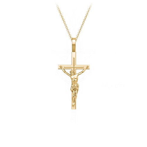 Women's Small Crucifix Necklace – 18K Gold Plated Silver