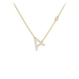 Pavé A Initial Necklace with Satellite Gemstone