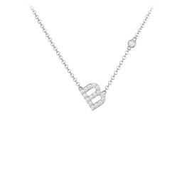Pavé B Initial Necklace with Satellite Gemstone