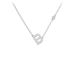 Pavé B Initial Necklace with Satellite Gemstone